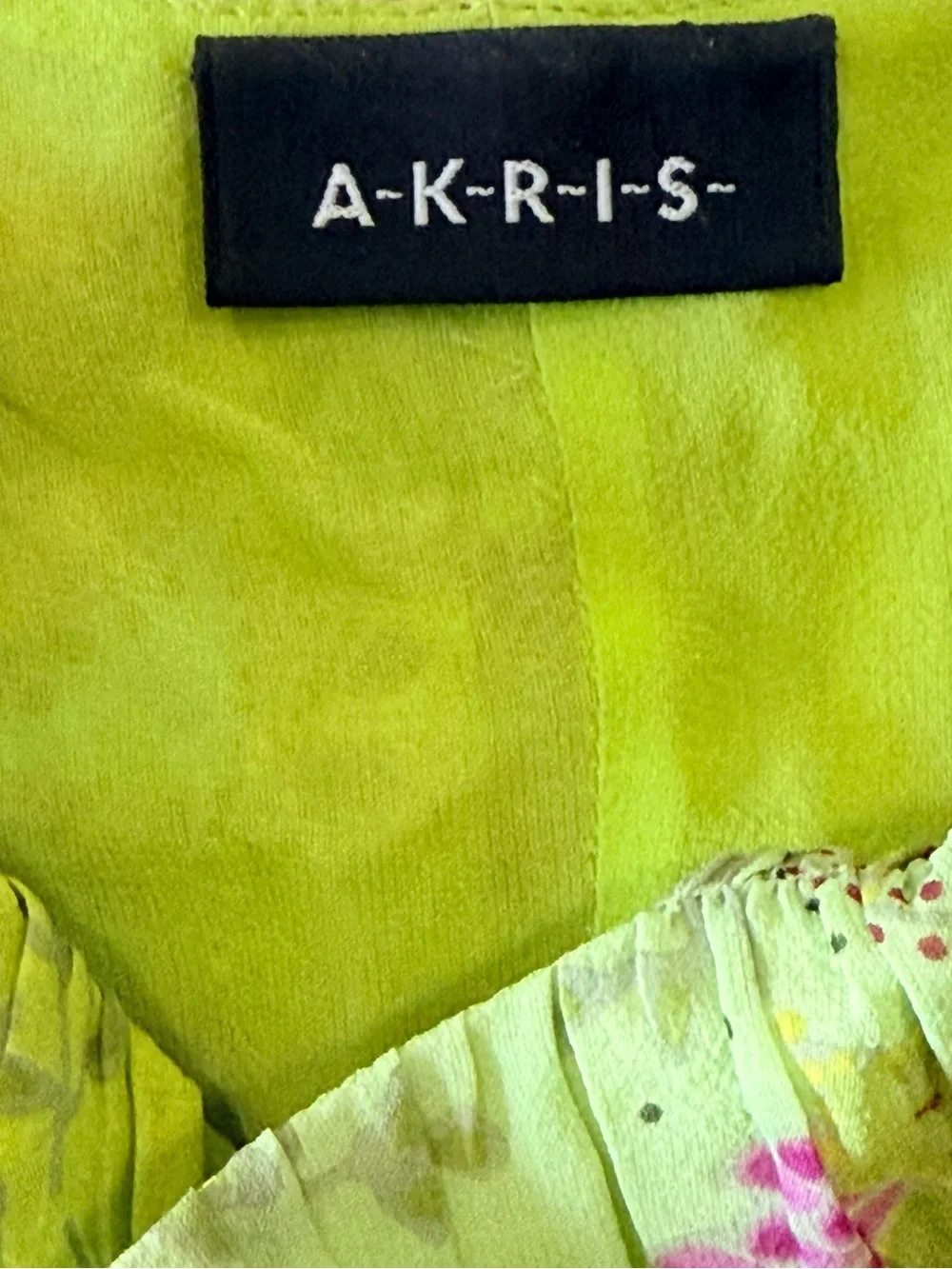 Smocked Square-Neck Tank Top in Lime Green with Purple Floral